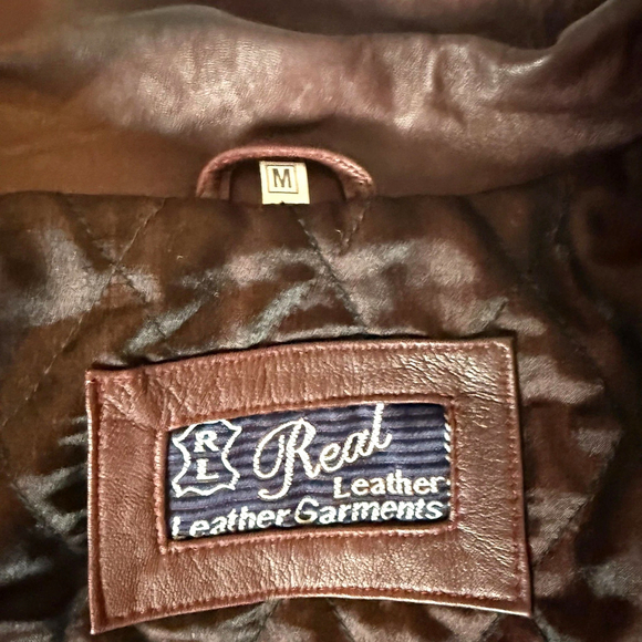 Vintage Real Leather Maroon Jacket with Gold Buttons - Picture 9 of 10